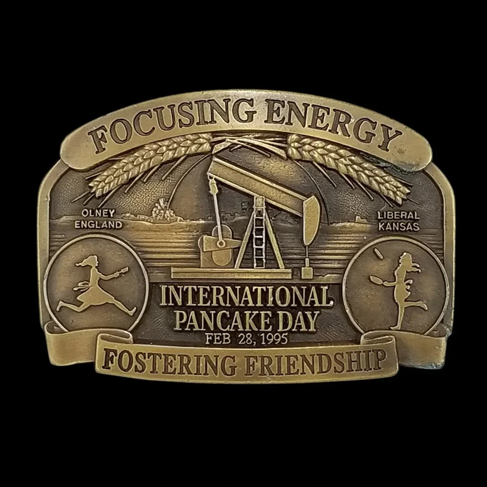 Belt Buckle Vintage 1995 International Pancake Day Western Associates Solid Bras